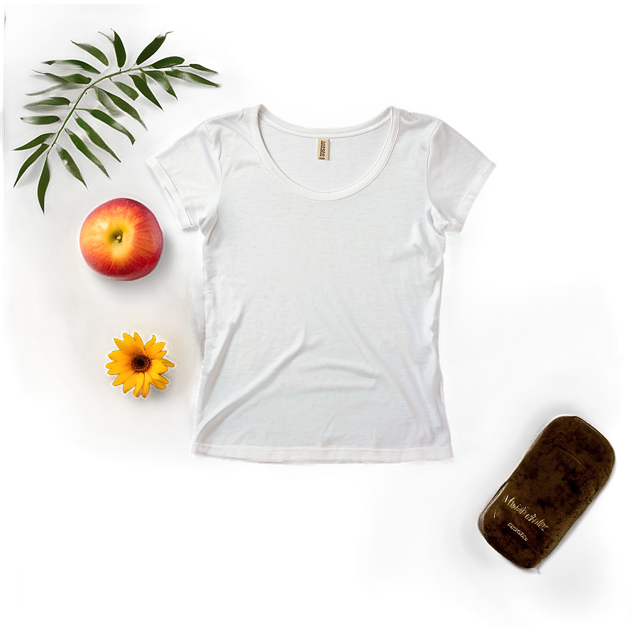 White T-shirt Top View Png Gki PNG Image