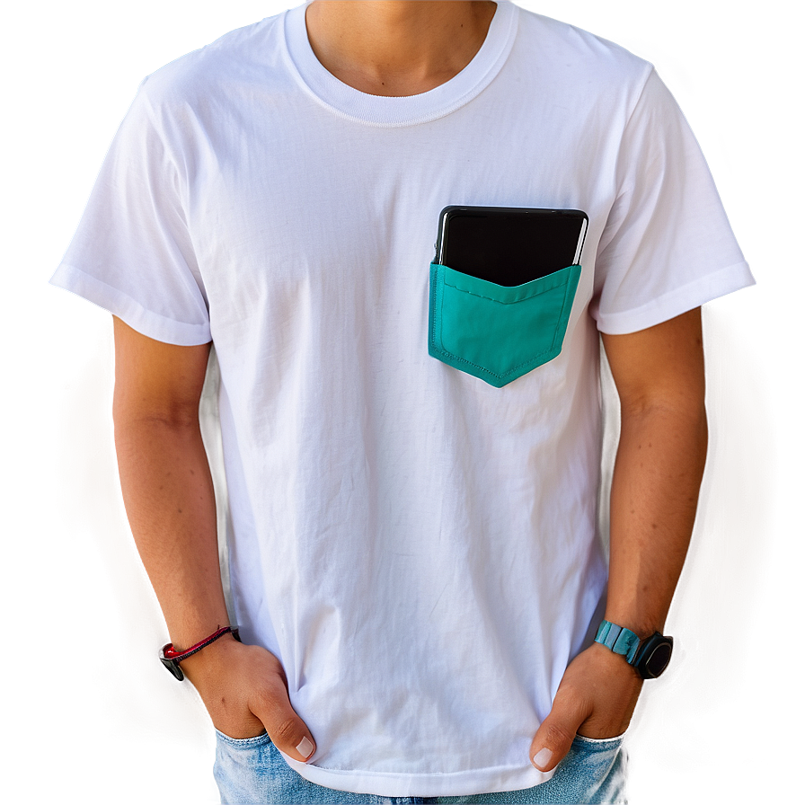 White T-shirt With Pocket Png Uki PNG Image