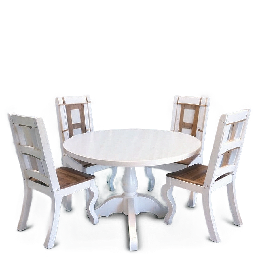 White Table For Four Png Tji72 PNG Image