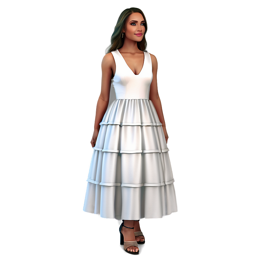 White Tiered Dress Charm Png 06212024 PNG Image