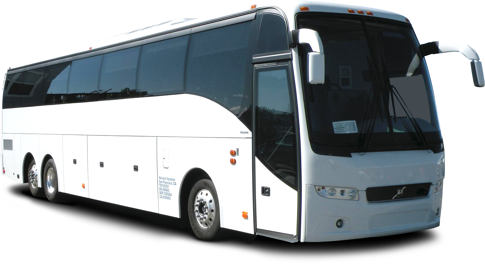 White Tour Bus Side View PNG Image