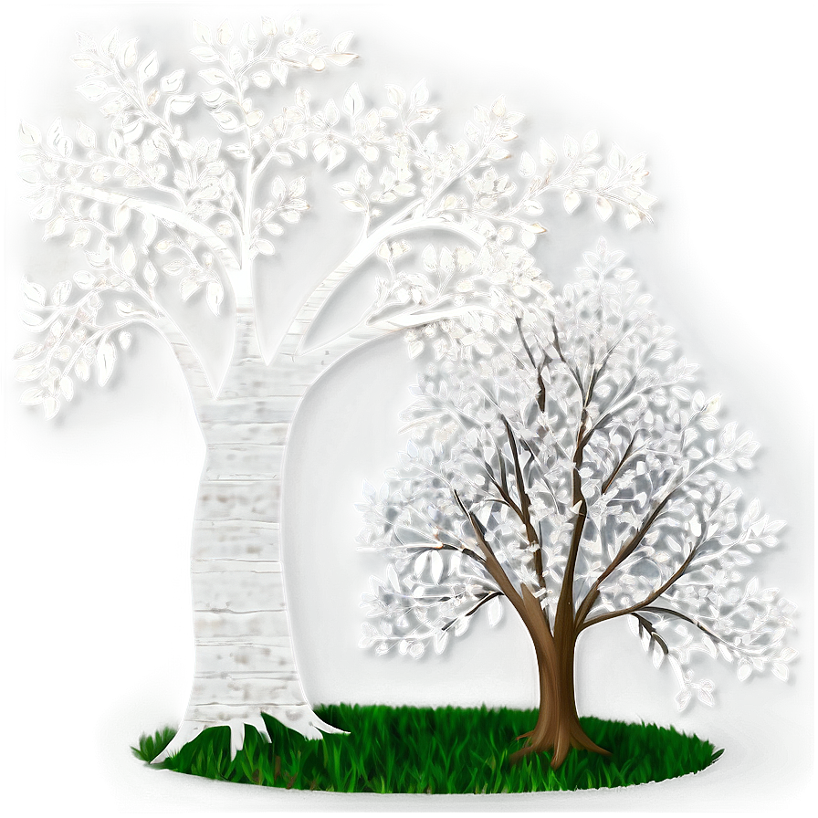 White Tree With Falling Leaves Png Xlb PNG Image