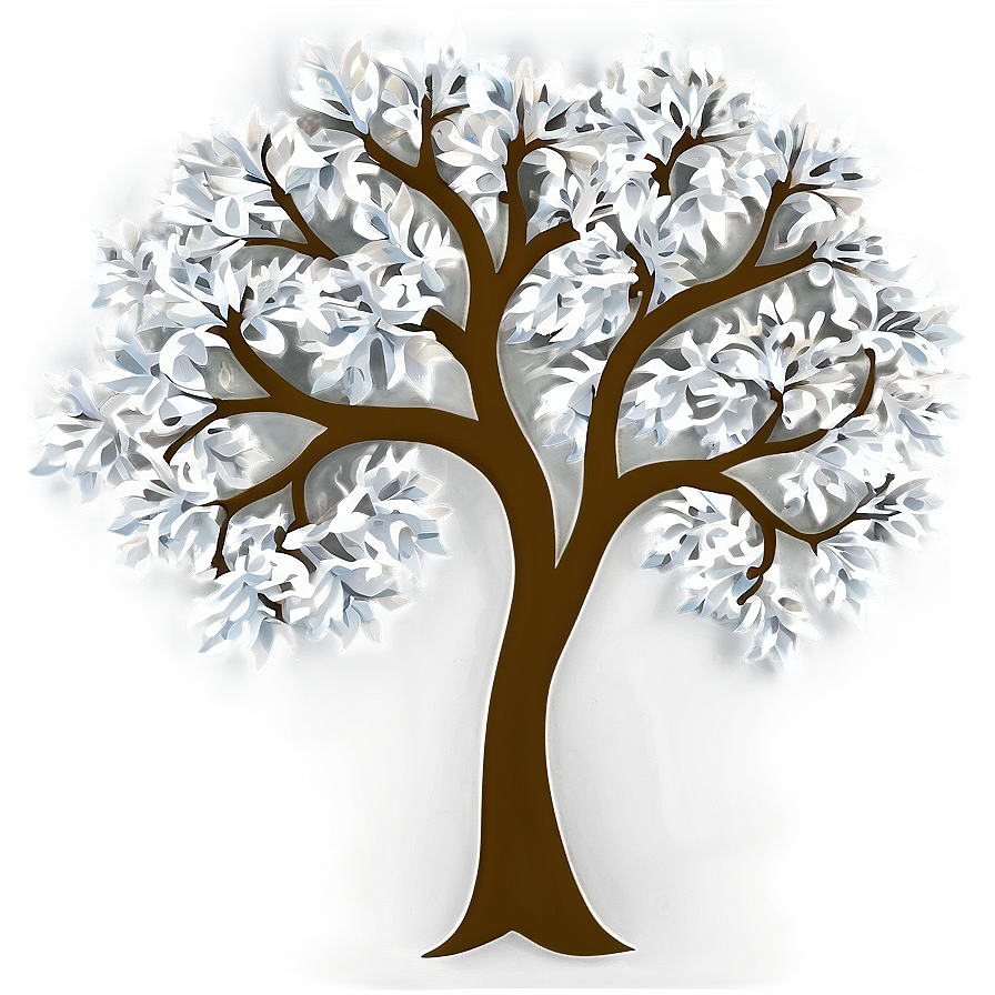 White Tree With Leaves Design Png 06252024 PNG Image