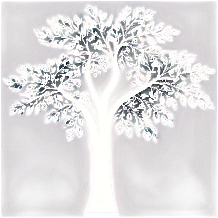 White Tree With Leaves Design Png 47 PNG Image