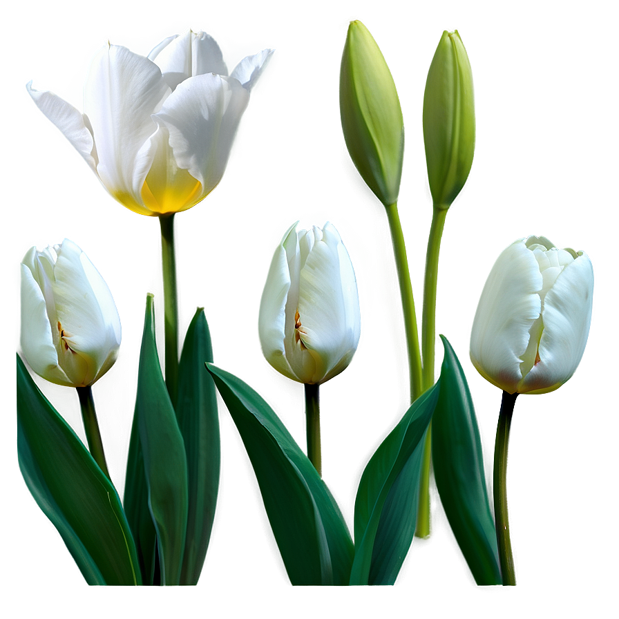 White Tulips Flowers Png Fno PNG Image