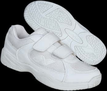 White Velcro Athletic Shoes PNG Image