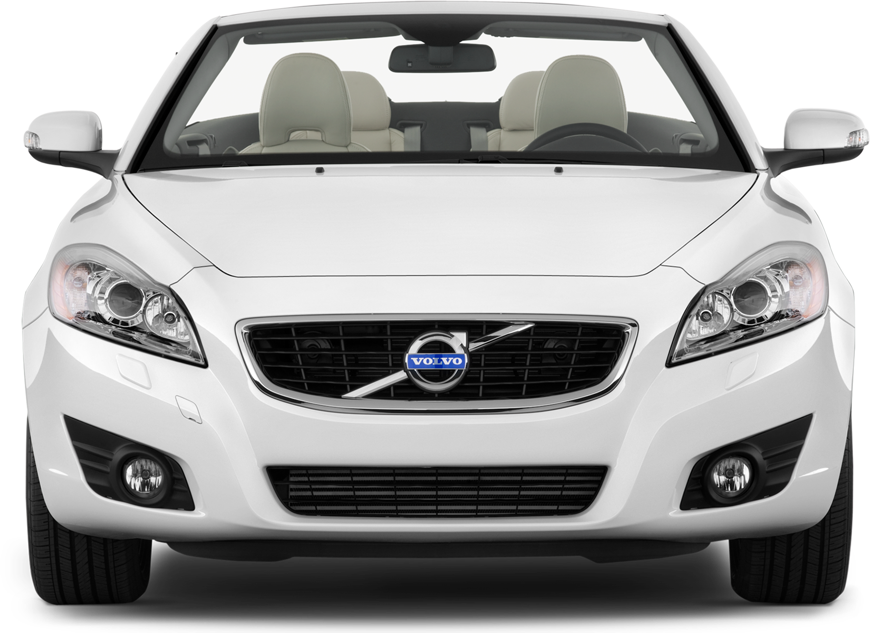 White Volvo Sedan Front View PNG Image