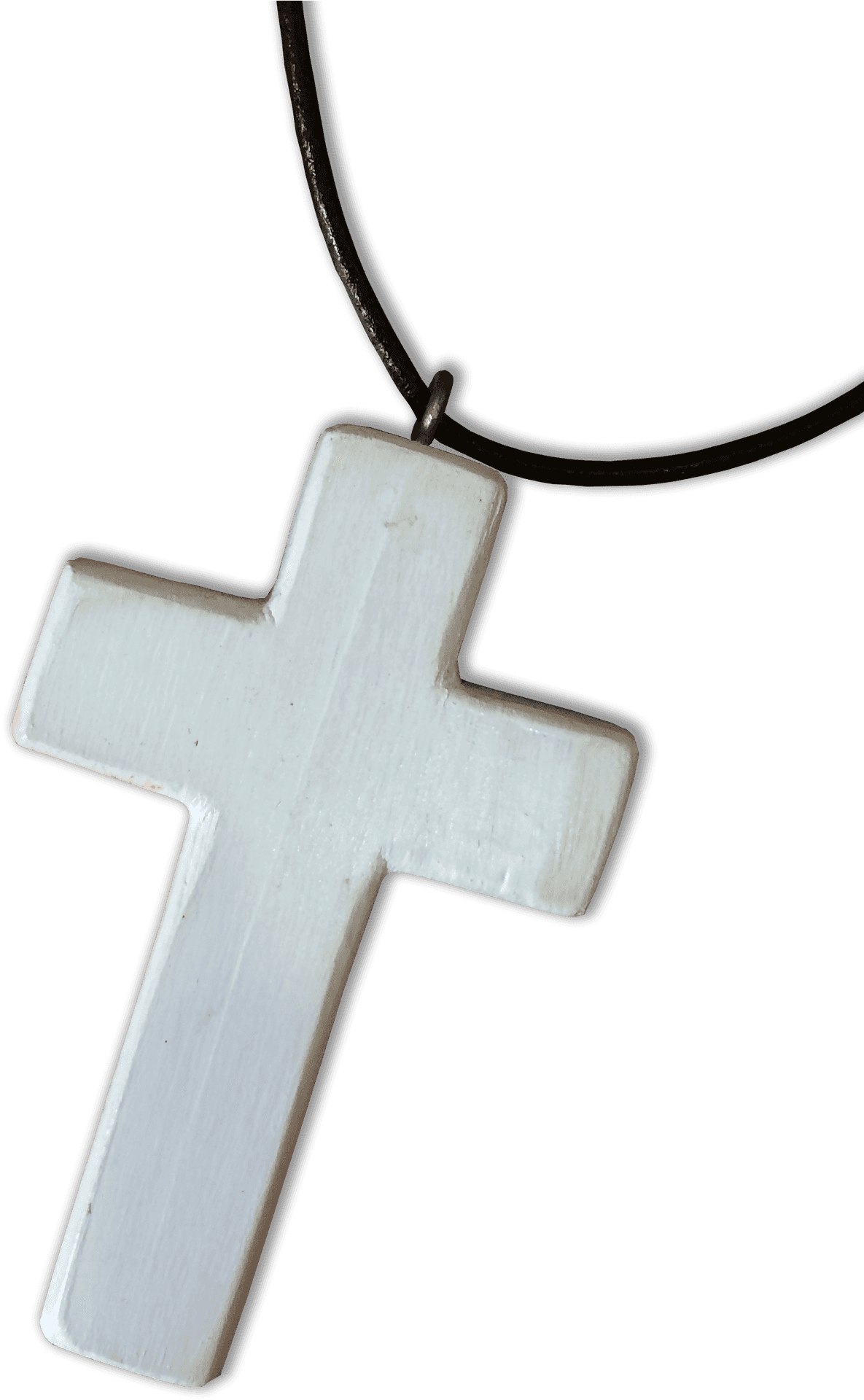 White Wooden Cross Pendant PNG Image