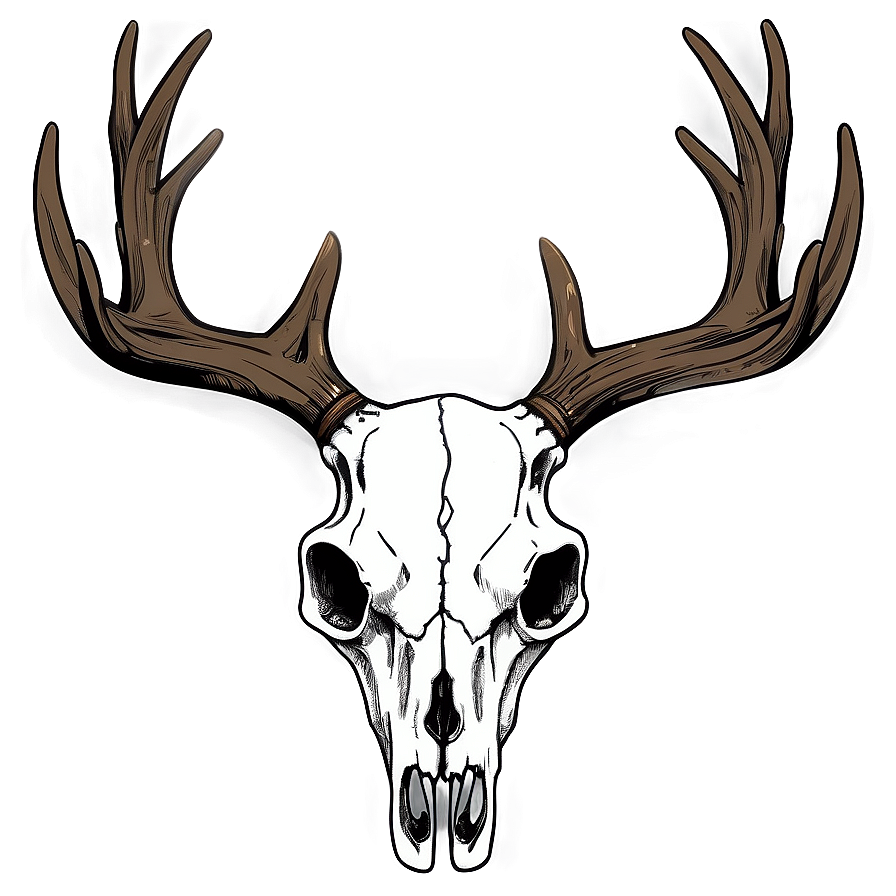 Whitetail Deer Skull Illustration Png 06132024 PNG Image