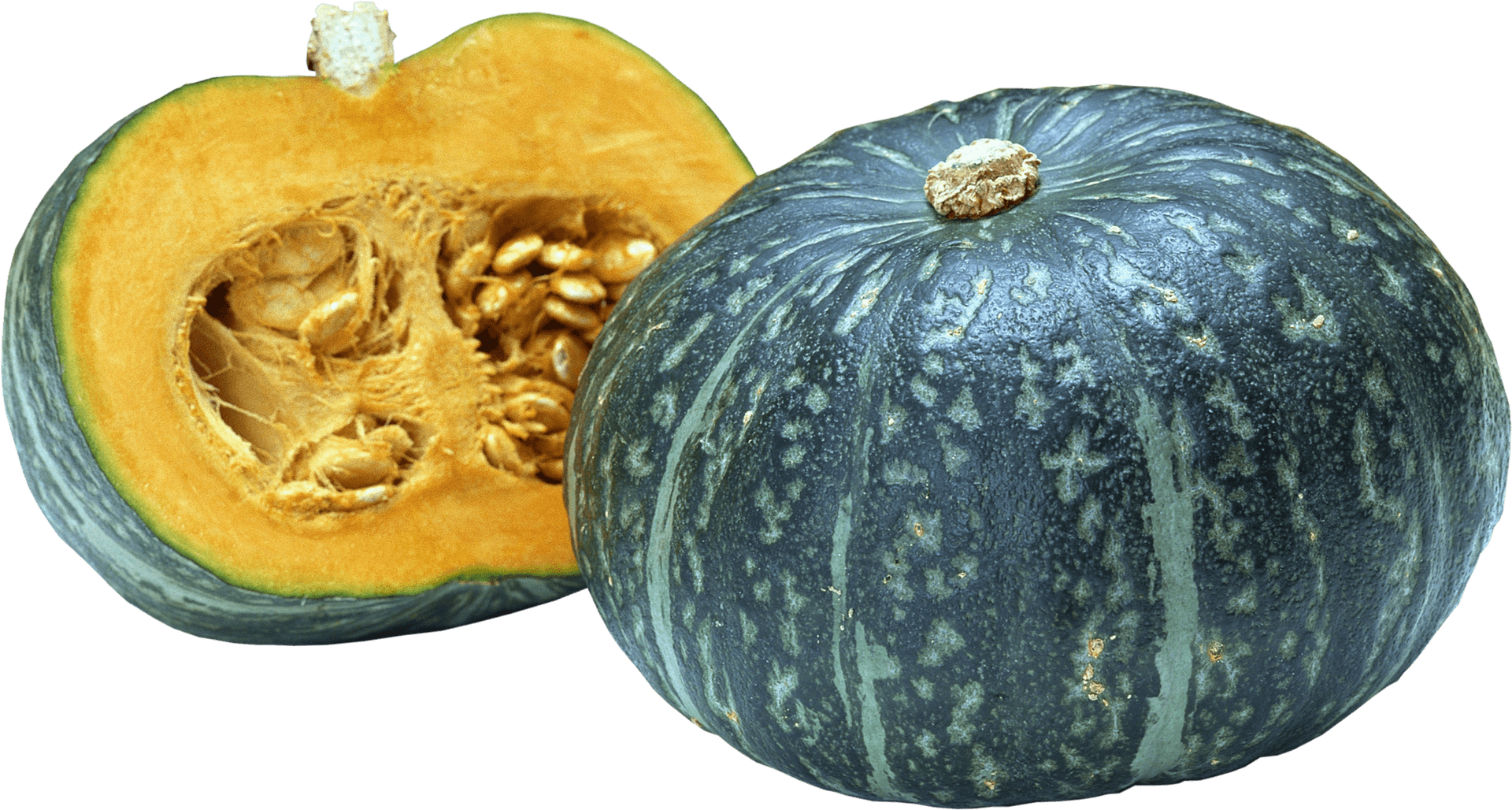 Wholeand Halved Blue Squash PNG Image