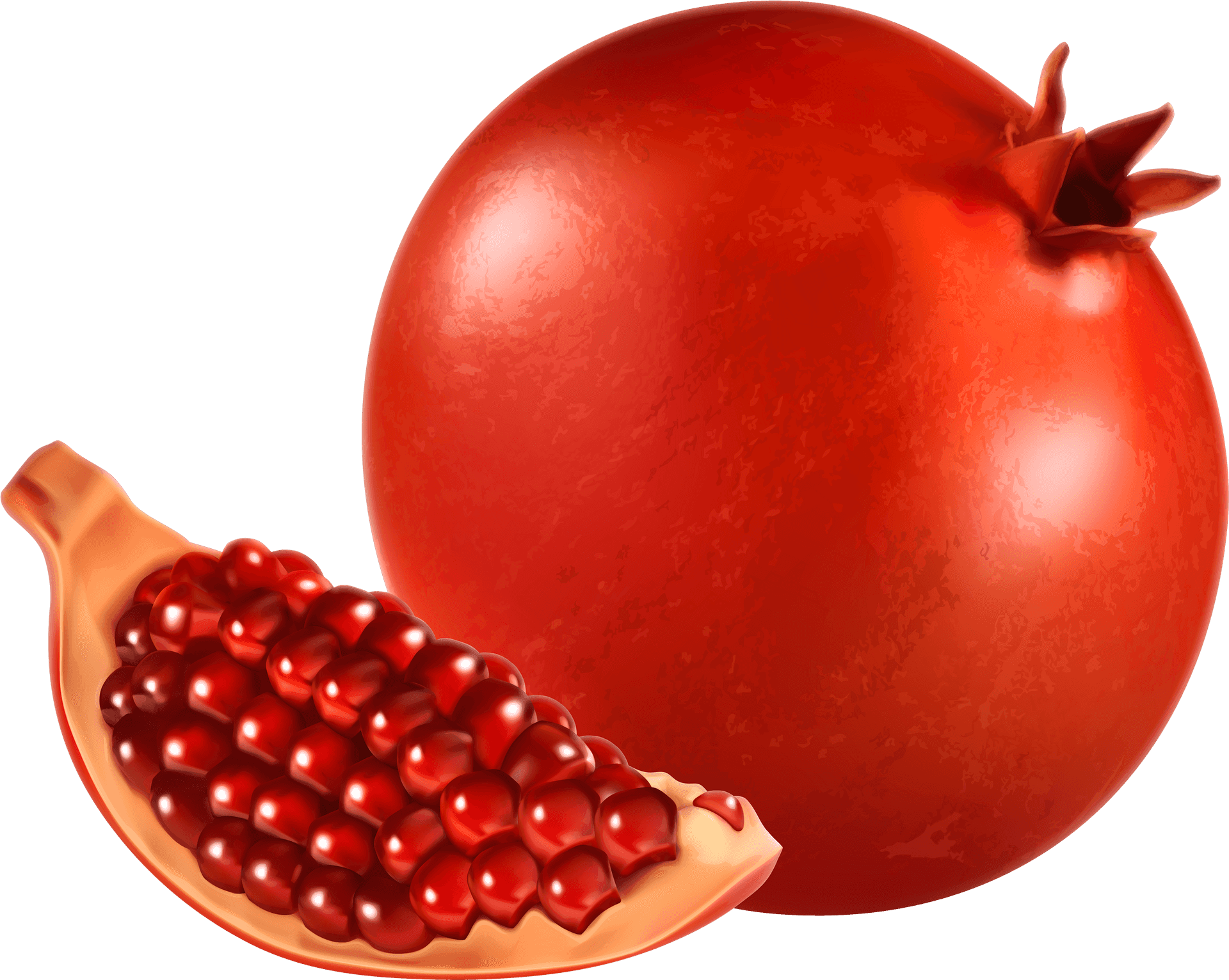 Wholeand Sectioned Pomegranate PNG Image