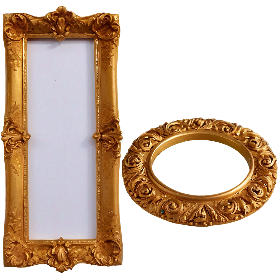 Wide Golden Frame Png Rht43 PNG Image