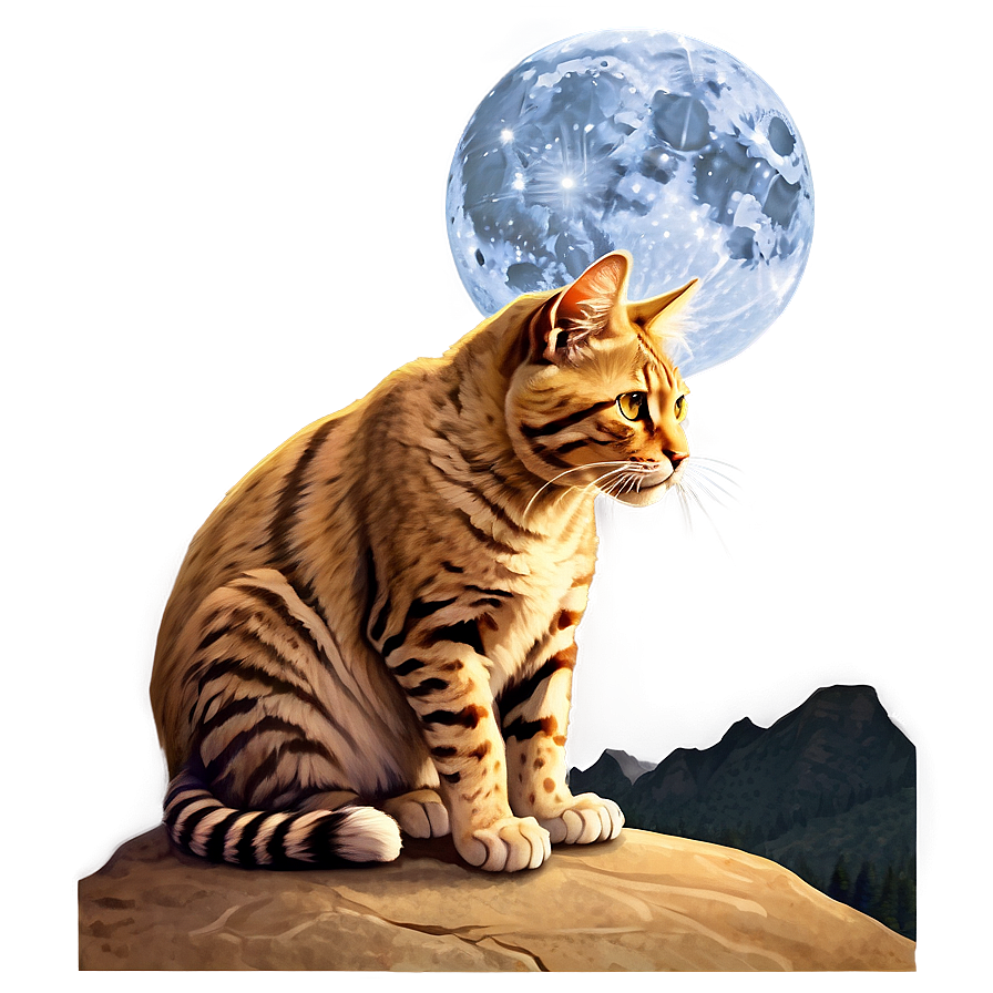 Wildcat In Moonlight Png Oie PNG Image