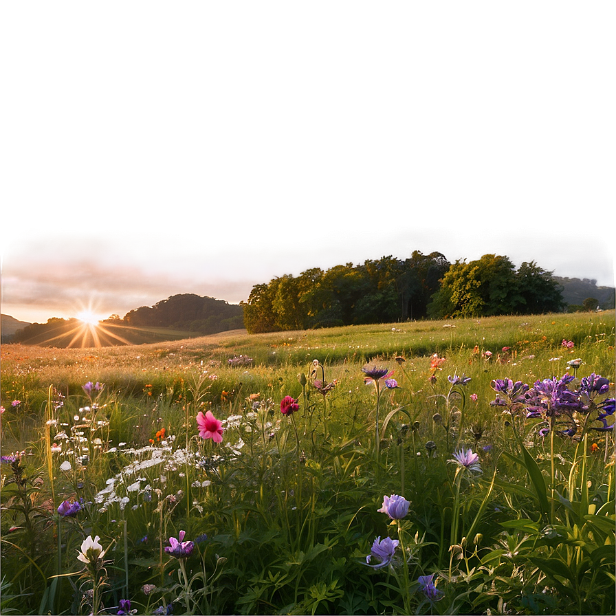 Wildflower Meadow At Dawn Png Jwu PNG Image