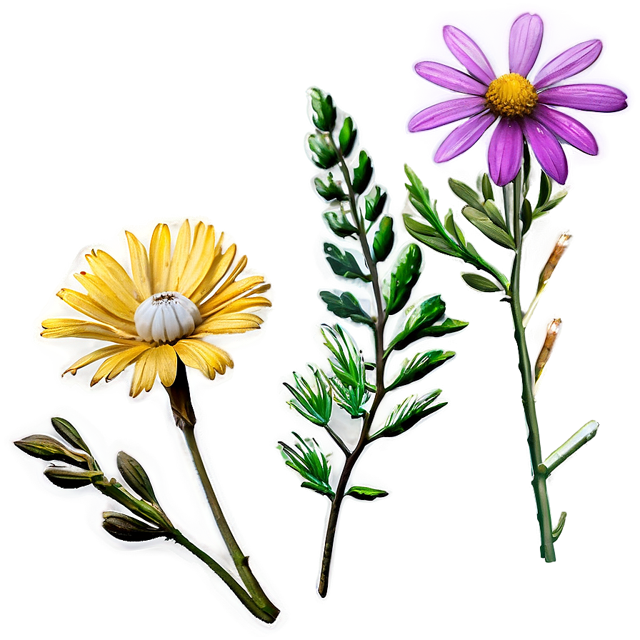 Wildflowers And Mountains Png Ink13 PNG Image