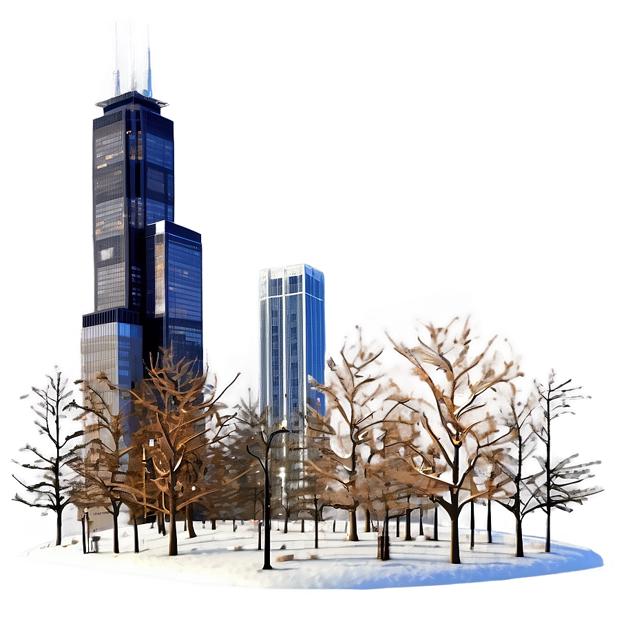 Willis Tower Winter Scene Png 06252024 PNG Image