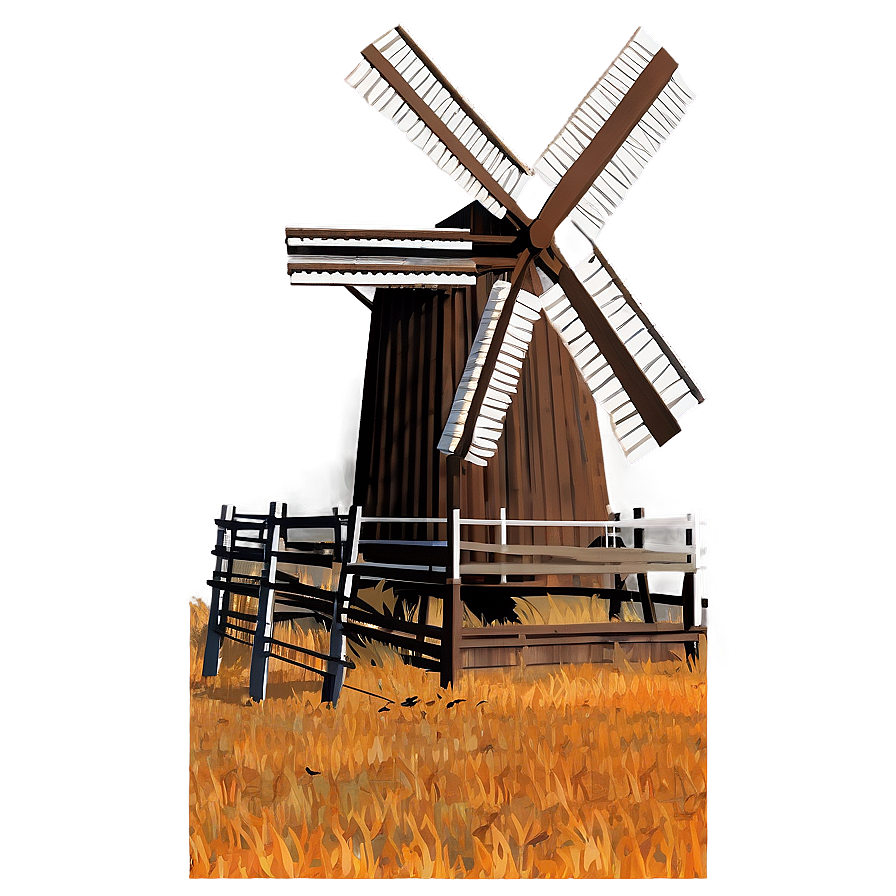 Windmill In Autumn Png Deu PNG Image