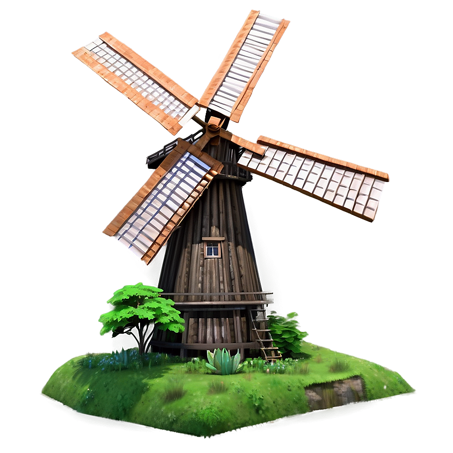 Windmill In Lush Greenery Png Cuk95 PNG Image