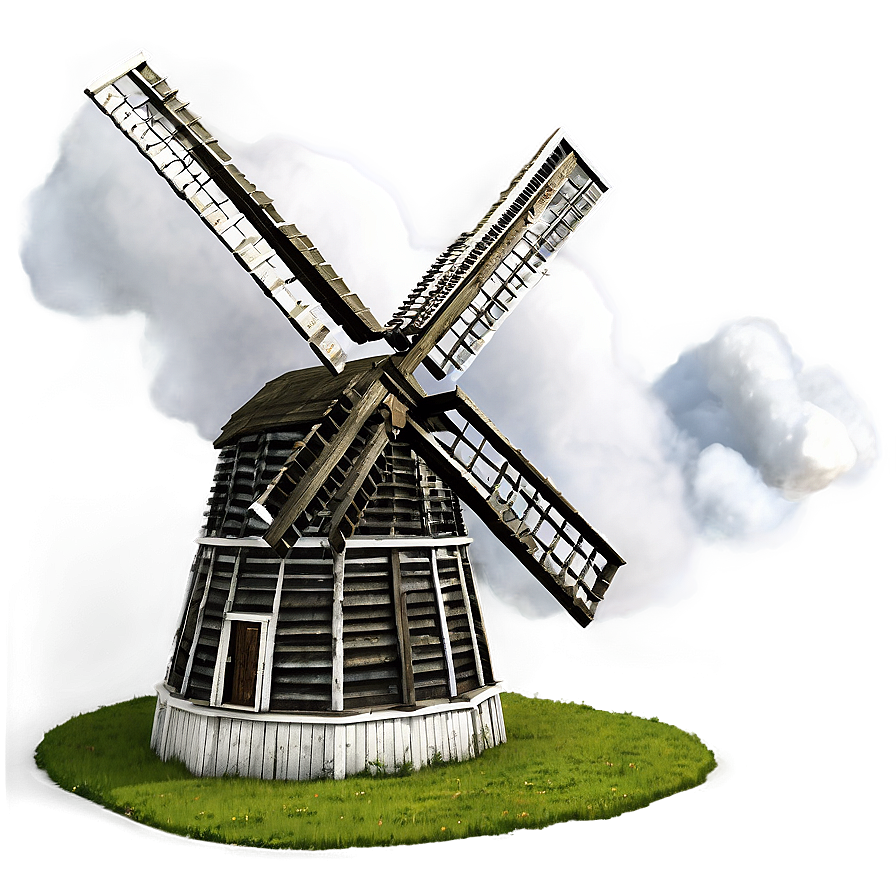 Windmill On Cloudy Day Png Avr PNG Image