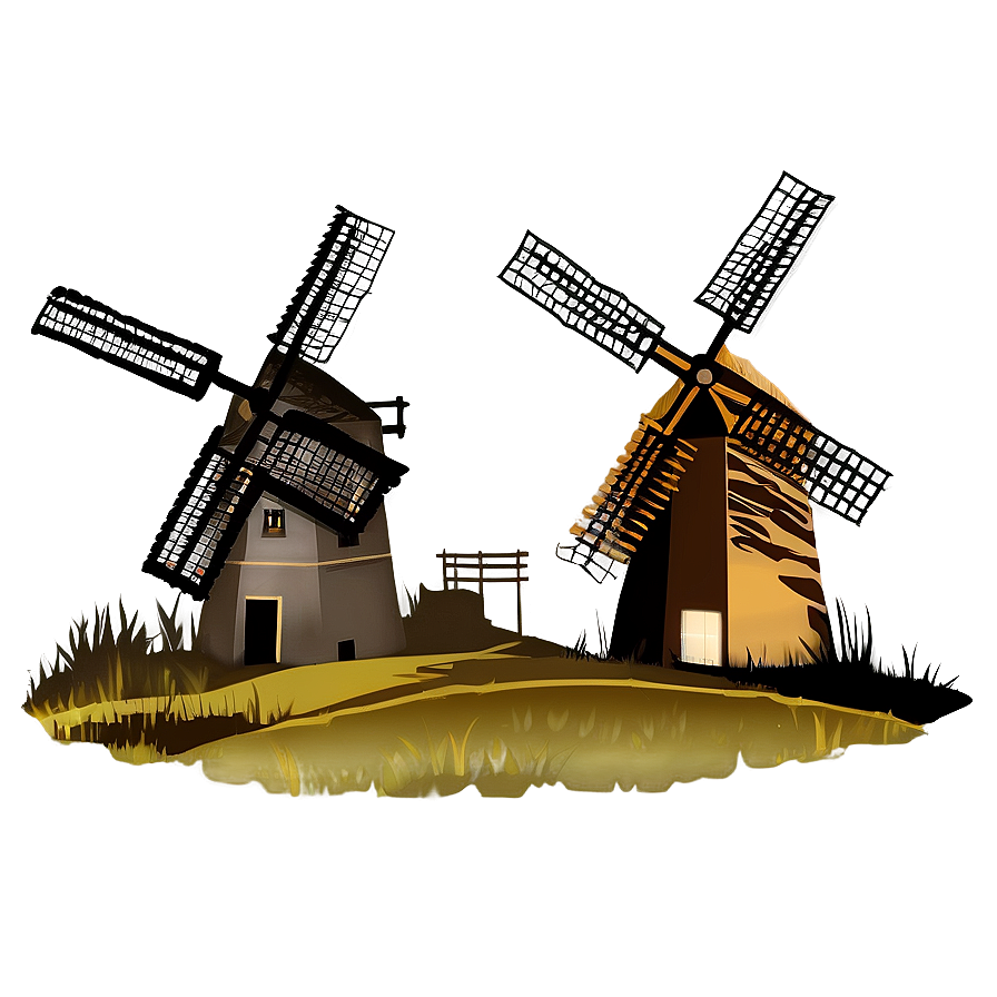 Windmill Silhouette Png Dnq PNG Image