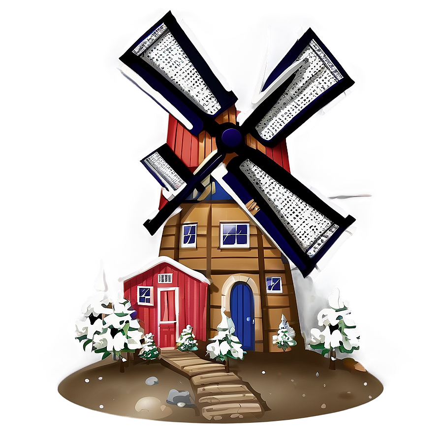 Windmill With Snowflakes Png Pqv PNG Image