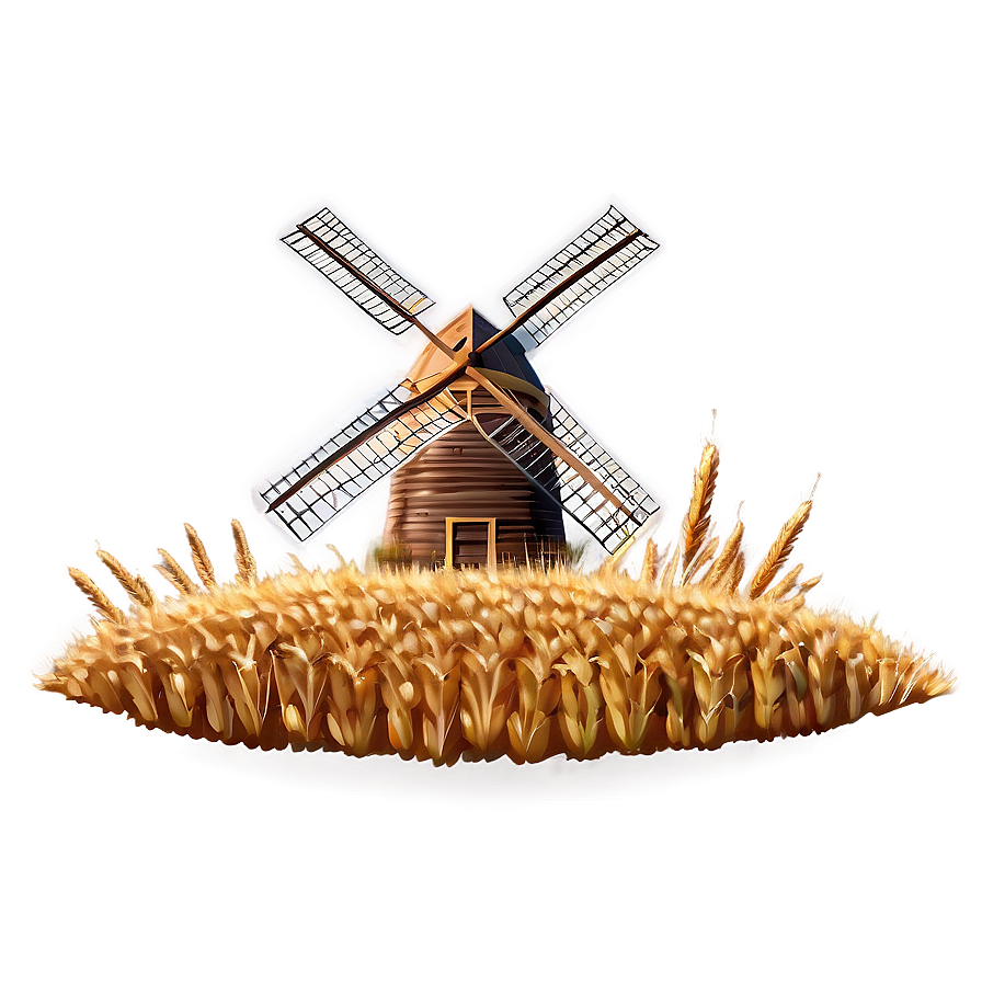 Windmill With Wheat Field Png Hew96 PNG Image