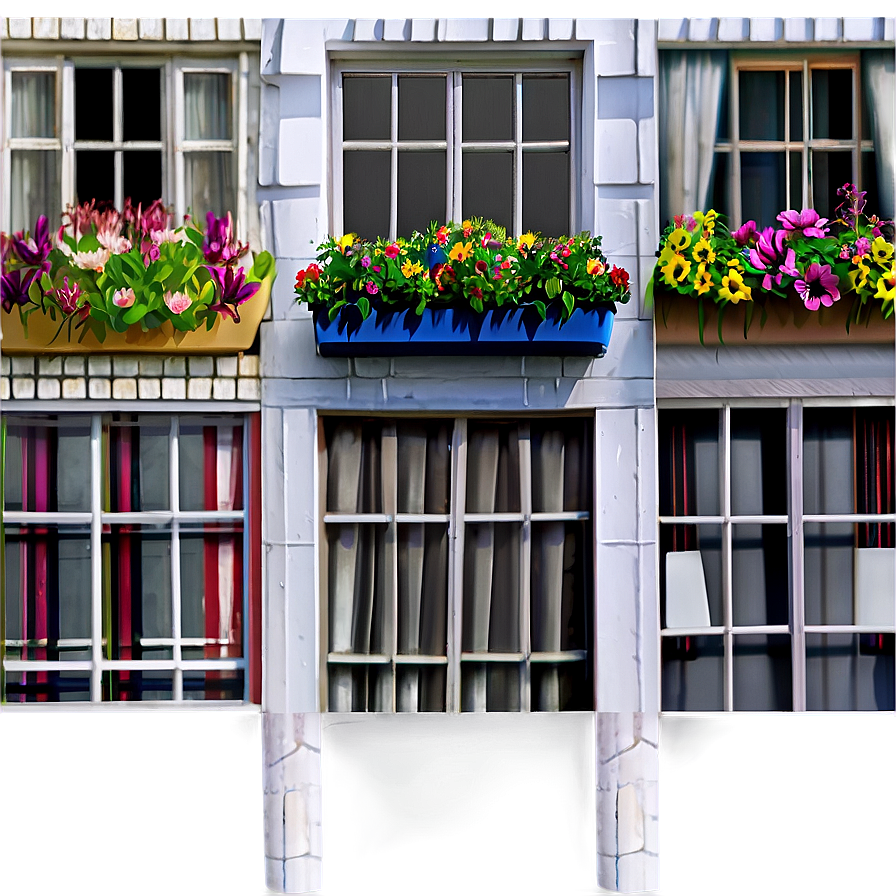 Windows With Flower Box Png 06112024 PNG Image