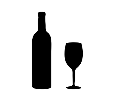 Wine Bottleand Glass Silhouette PNG Image