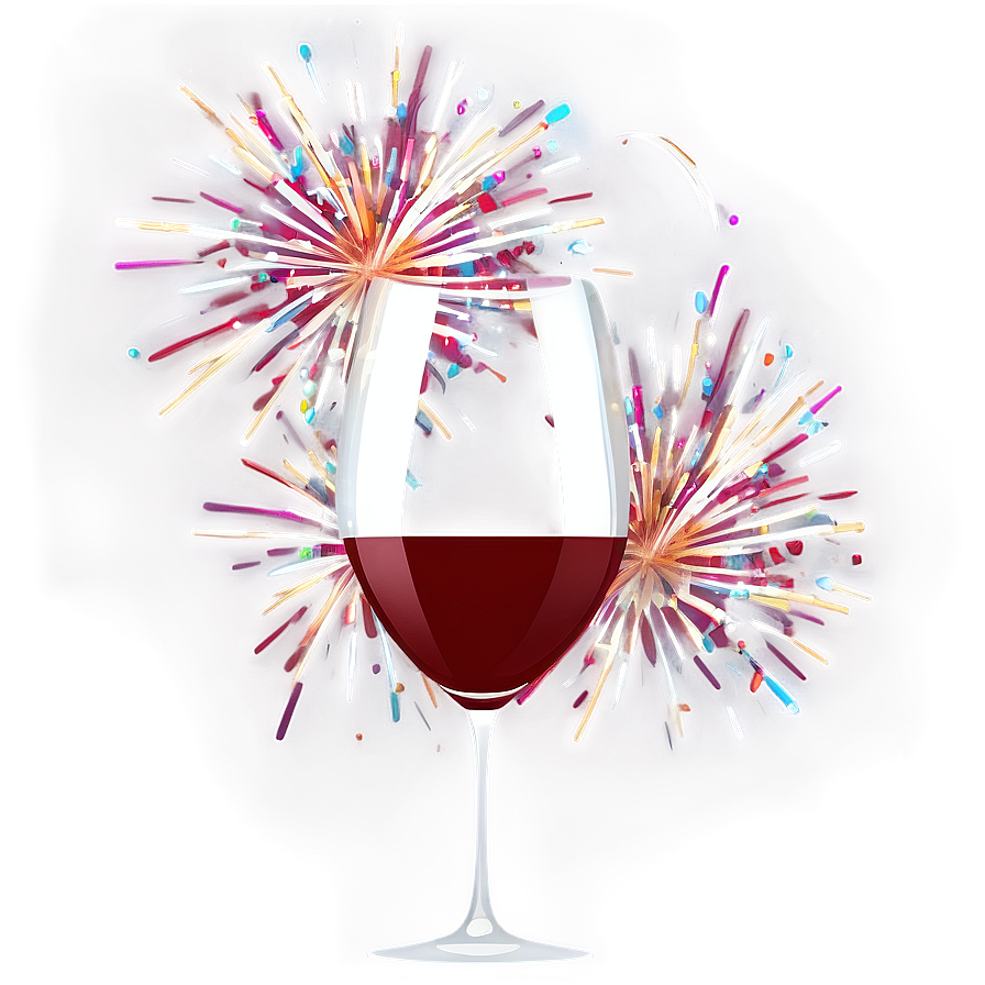 Wine Glass With Fireworks Png Qcf PNG Image