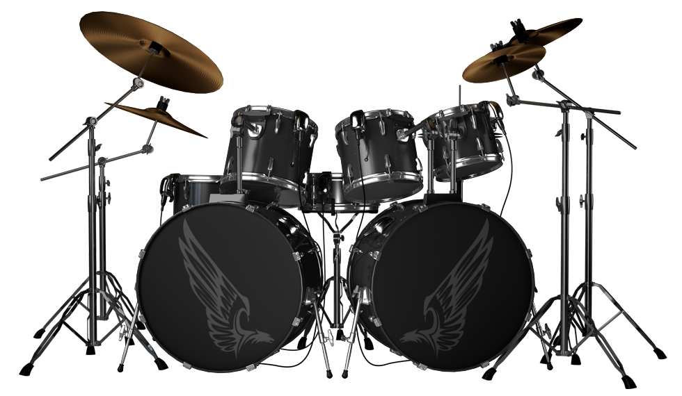 Winged Drum Set Black Background PNG Image