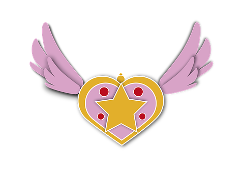 Winged Heartwith Star Graphic PNG Image