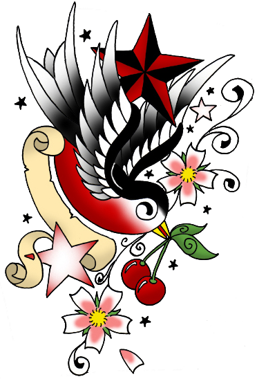 Winged Star Tattoo Design PNG Image