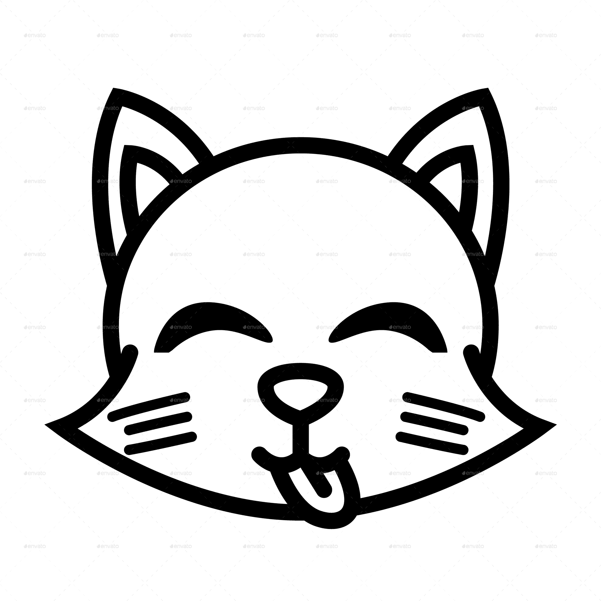 Winking Cat Line Art PNG Image