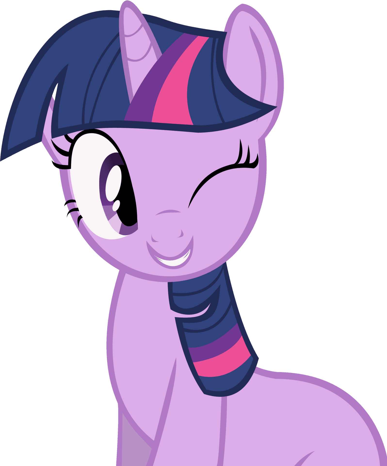 Winking Purple Unicorn Cartoon PNG Image