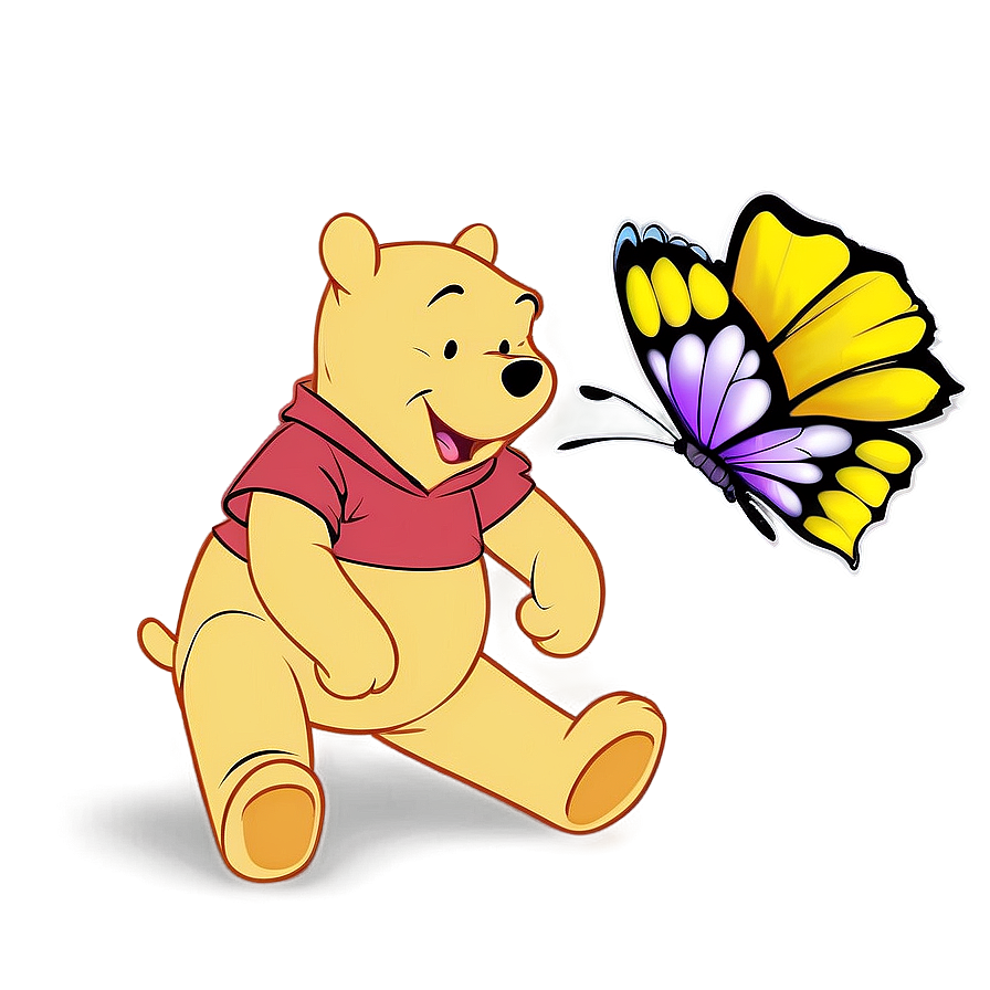 Winnie The Pooh And Butterfly Png Jqh15 PNG Image