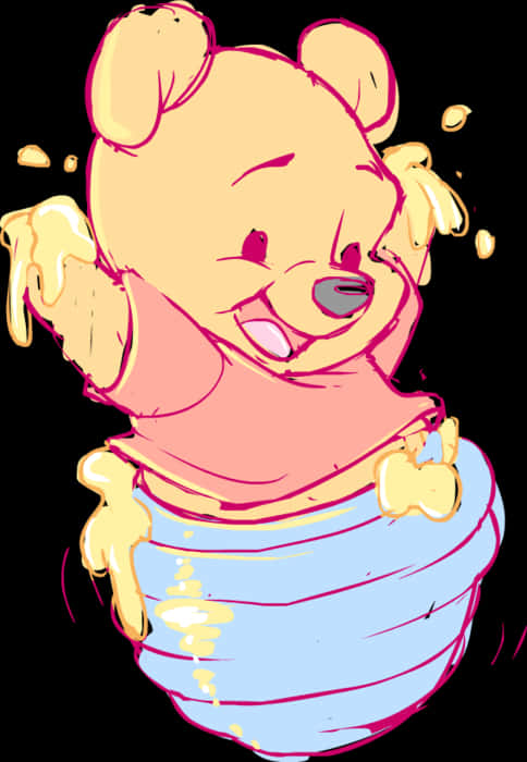 Winnie The Pooh Honey Pot Happiness PNG Image