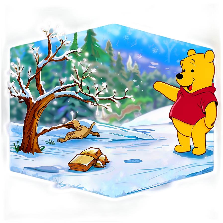 Winnie The Pooh Winter Scene Png Ssu PNG Image