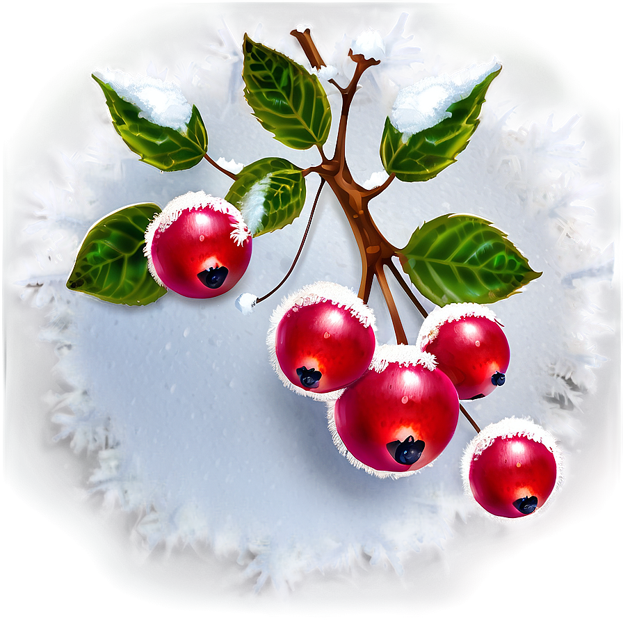 Winter Berries In Snow Png Snv49 PNG Image