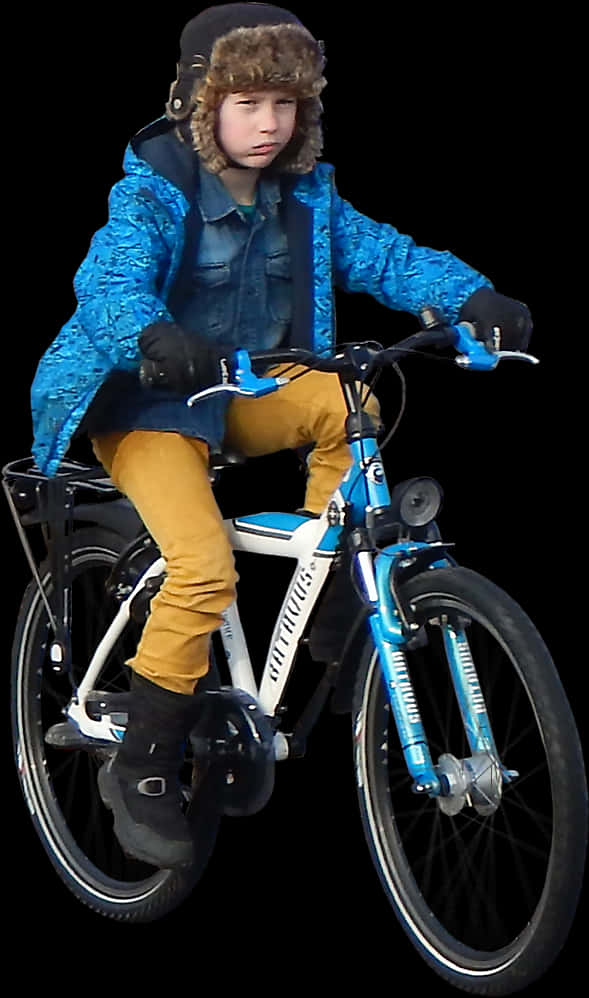 Winter Biking Adventure Boy PNG Image