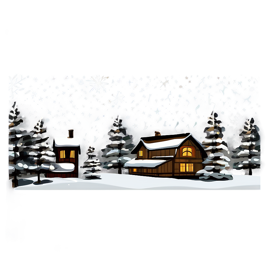 Winter Cabin Snowy Landscape PNG Image