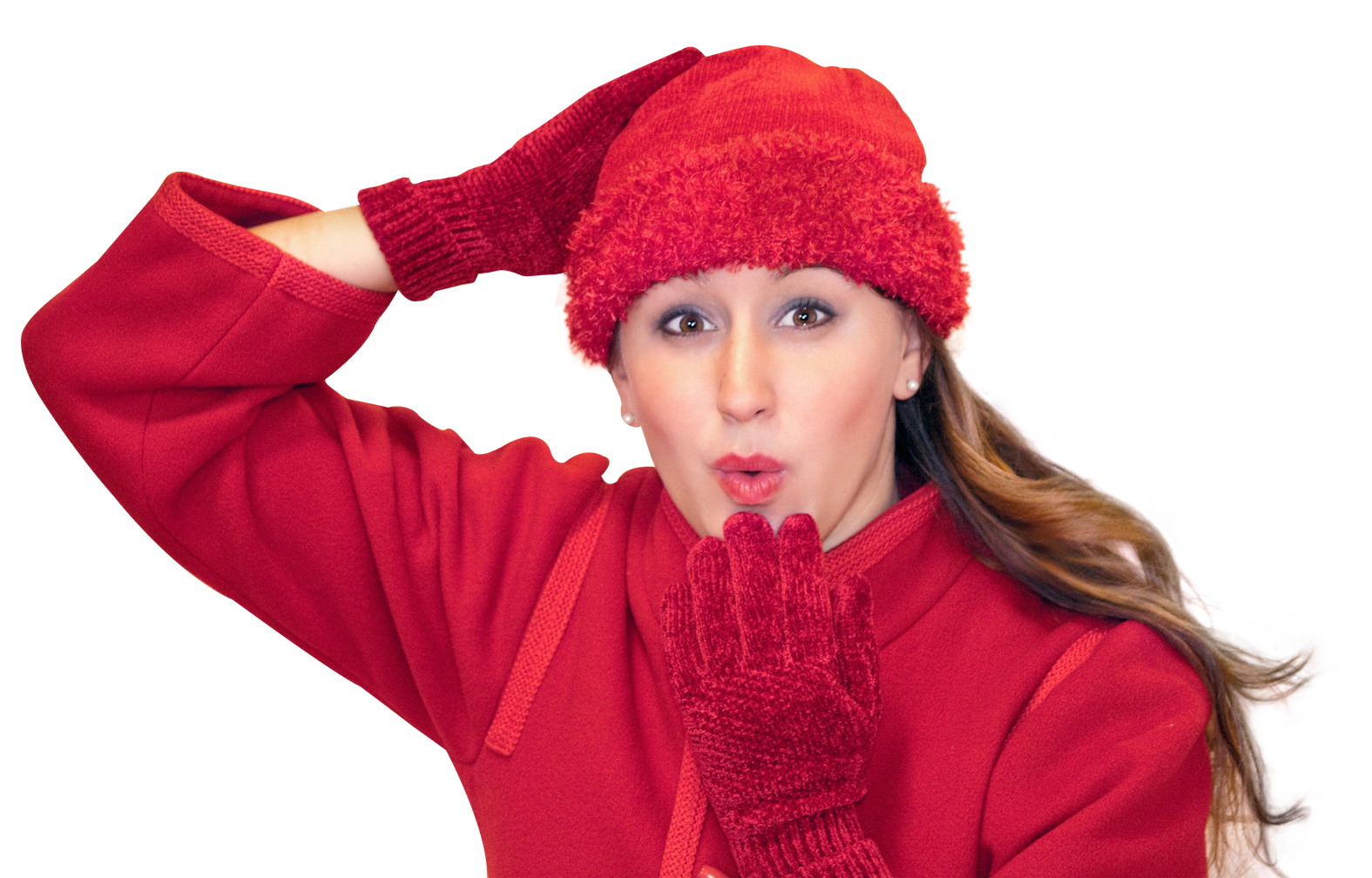 Winter Fashion Red Accessories Woman PNG Image