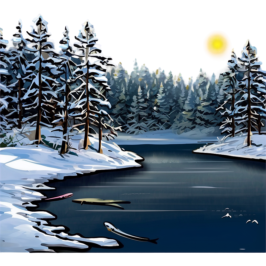 Winter Fishing Scene Png Tqp PNG Image