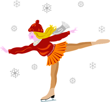 Winter Ice Skating Girl Illustration PNG Image