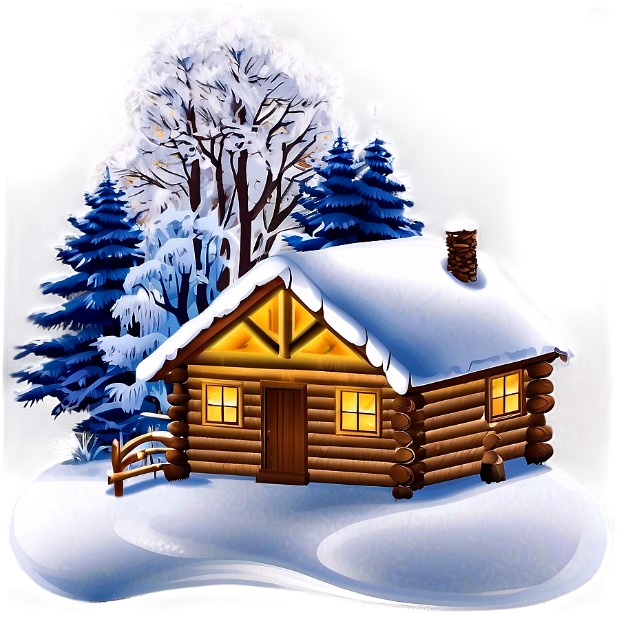 Winter Log Cabin Scene Png 84 PNG Image