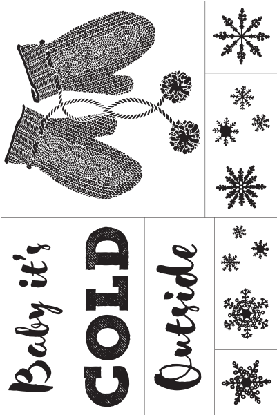 Winter Mittens Snowflakes Cold Graphic PNG Image