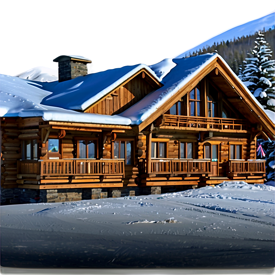 Winter Ski Lodge Scene Png Vgn PNG Image