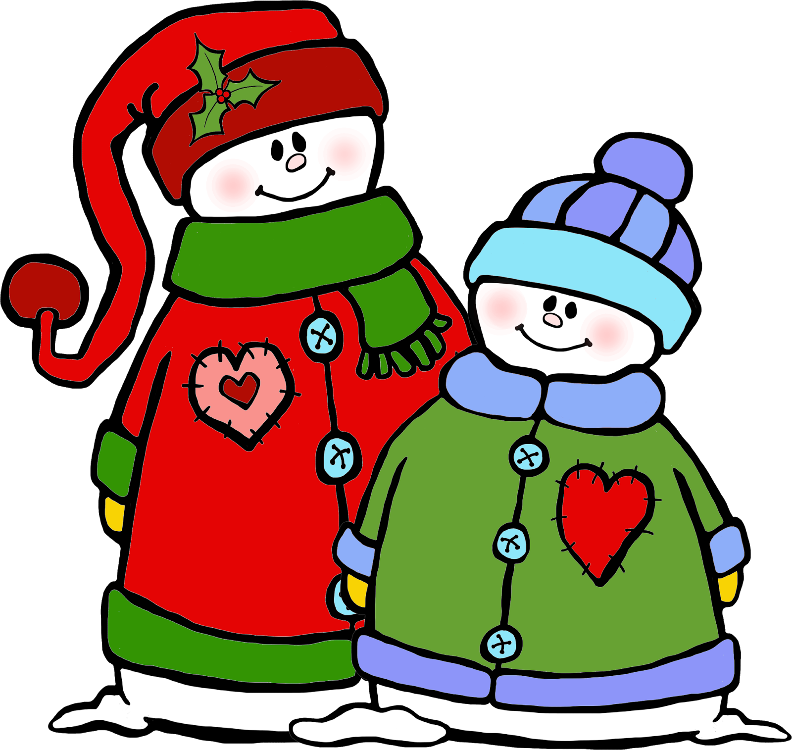 Winter Snowman Friends Cartoon PNG Image