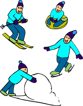 Winter_ Sports_ Cartoon_ Characters_ Vector PNG Image