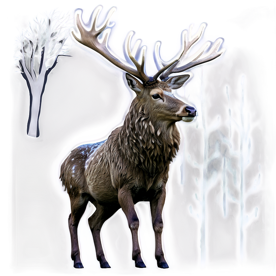 Winter Stag Scene Png Fao PNG Image