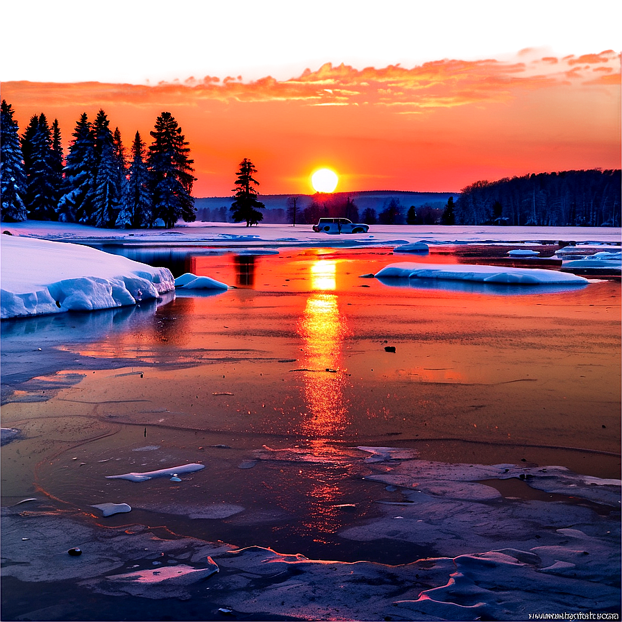 Winter Sunset Ice Png 05212024 PNG Image